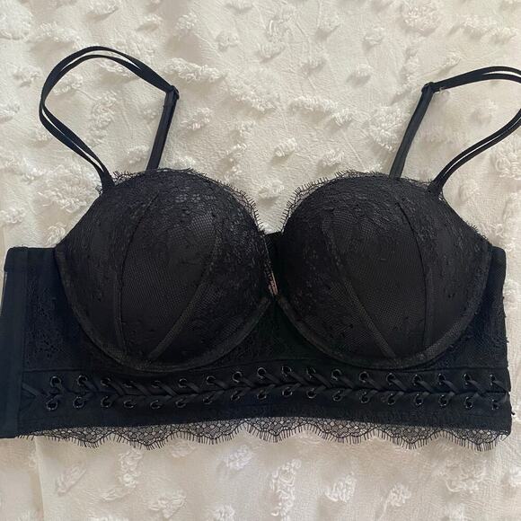 Victoria's Secret Very Sexy Multi-Way Bra Size 36B Lace Thick Strap Black Goth - Picture 1 of 3